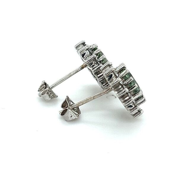 Natural Tourmaline Diamond Stud Earrings 14k W Gold 2.42 TCW Certified 215090 - Picture 5 of 9